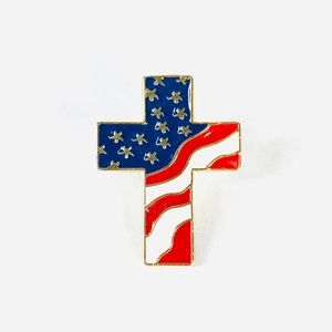 American Flag Enamel Cross Pin